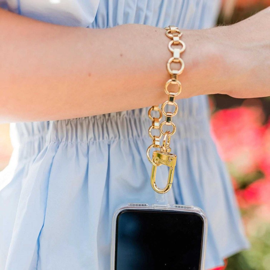 Accessories O-Venture Wristlets & Clutches | Hook Me Up Hands-Free Phone Wristlet Chain - Gold Rush