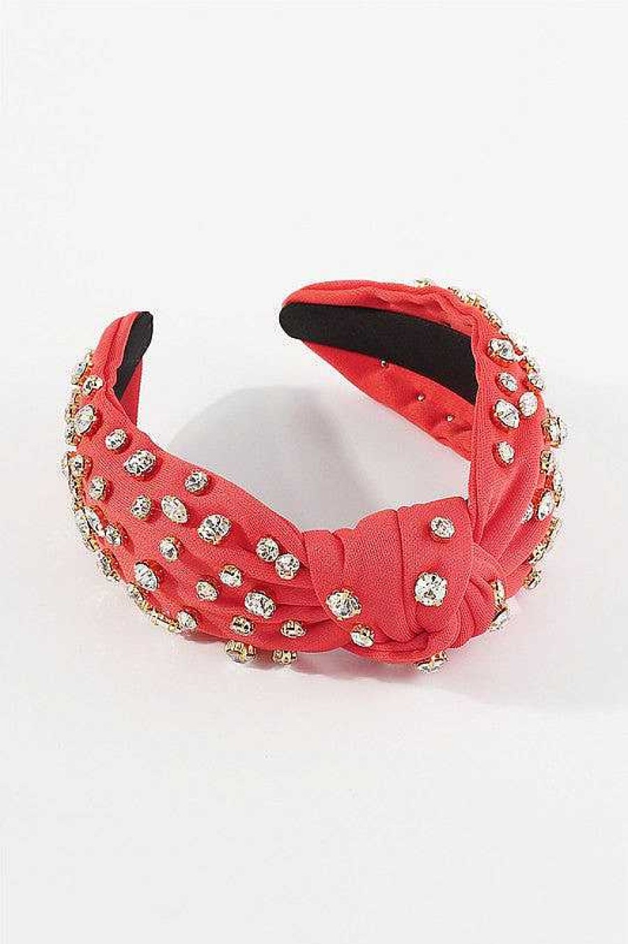 Accessories Medy Jewelry Hair Ties & Clips | Rhinestone Embellished Knotted Headband - Orange