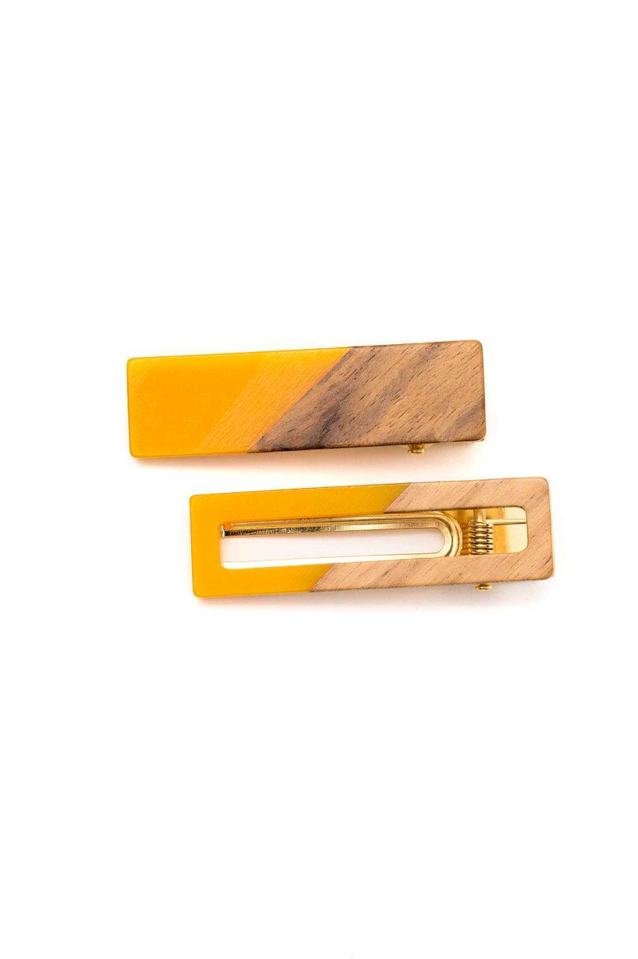 Accessories Ave Shops Hair Ties & Clips | Two Tone Hair Clip Set In Yellow (Ships In 1-2 Weeks)