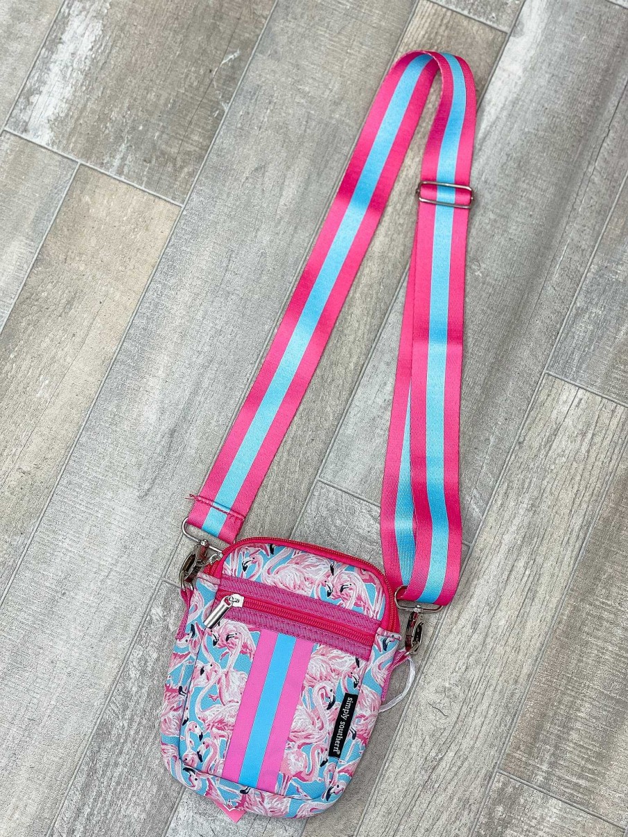 Accessories Simply Southern Crossbody Bags | Flamingo Neoprene Phone Crossbody By Simply Southern