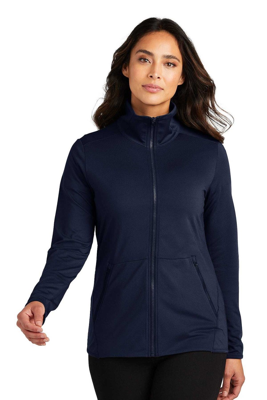 Clothing Sanmar Athleisure | Accord Pop Collar Zip-Up - Navy (Ships In 1-2 Weeks)