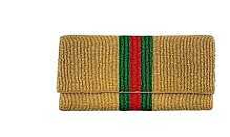 Accessories Prep Obsessed TI Crossbody Bags | Green & Red Stripe Crossbody Chain Clutch - Gold