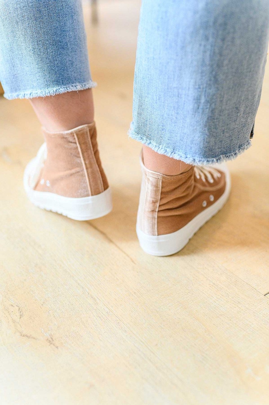 Shoes Ave Shops | Run Me Down Velvet High Tops In Tan