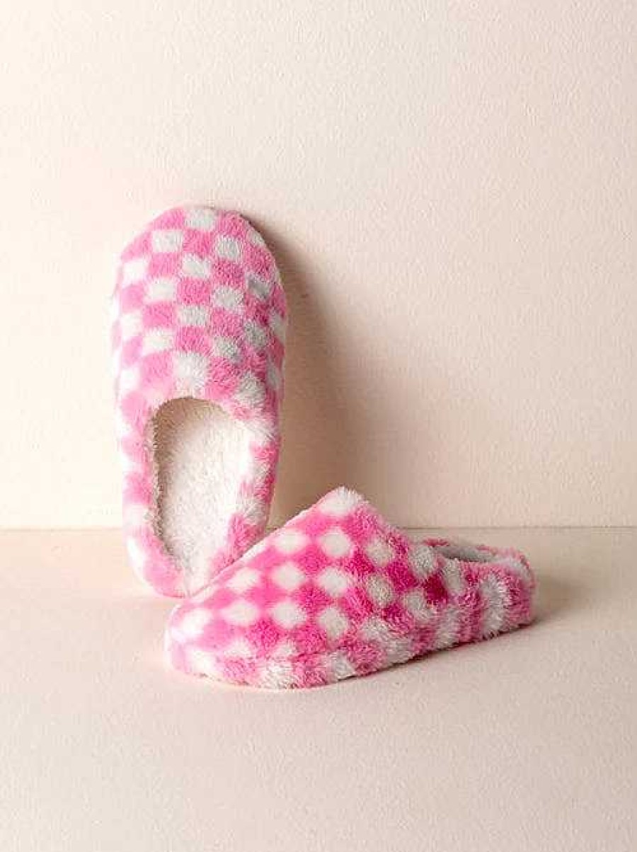 Shoes Shiraleah | Striker Slippers - Pink & White Checkered