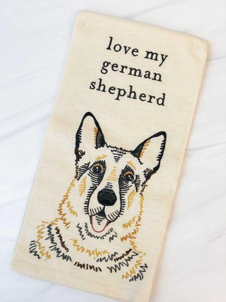 Home Decor Primitives By Kathy | Love My German Shepherd' Dish Towel