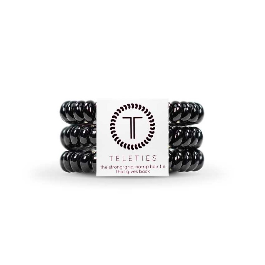 Accessories Teleties Hair Ties & Clips | Teleties Hair Tie - Small Band Pack Of 3 - Jet Black