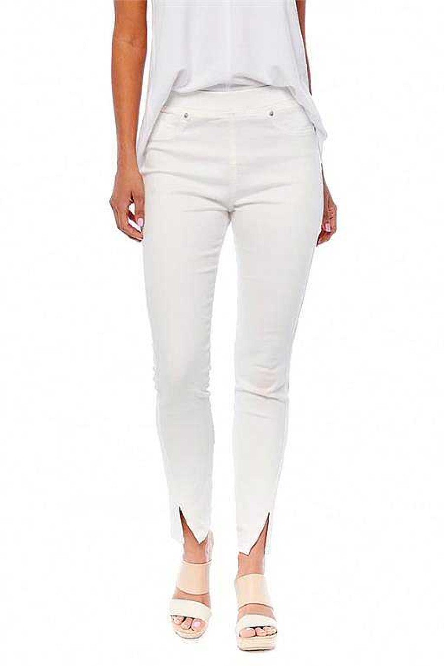 Clothing Mud Pie Denim | Frye Slit-Hem Jeans By Mud Pie - White