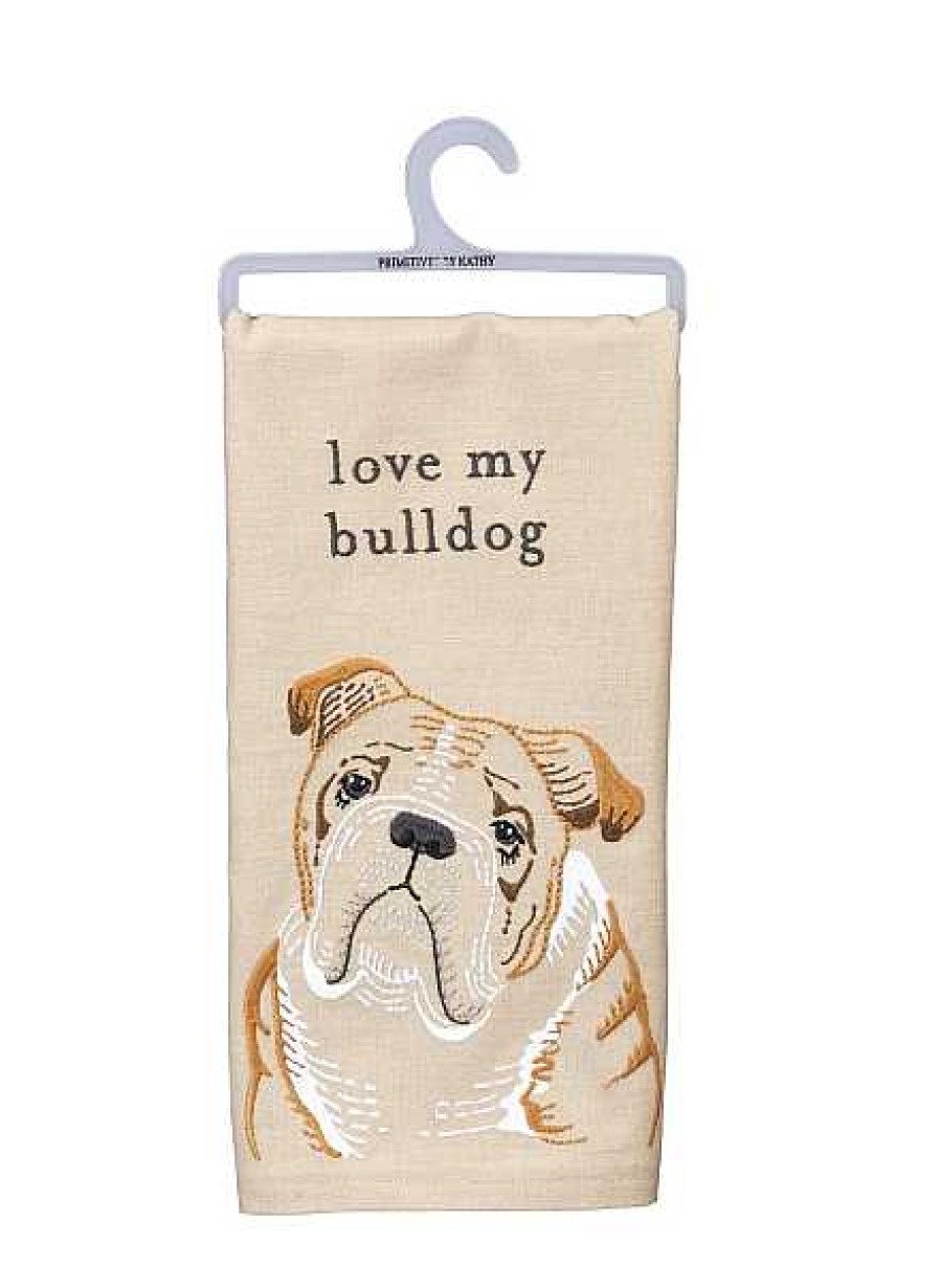 Home Decor Primitives By Kathy | Love My Bulldog' Dish Towel