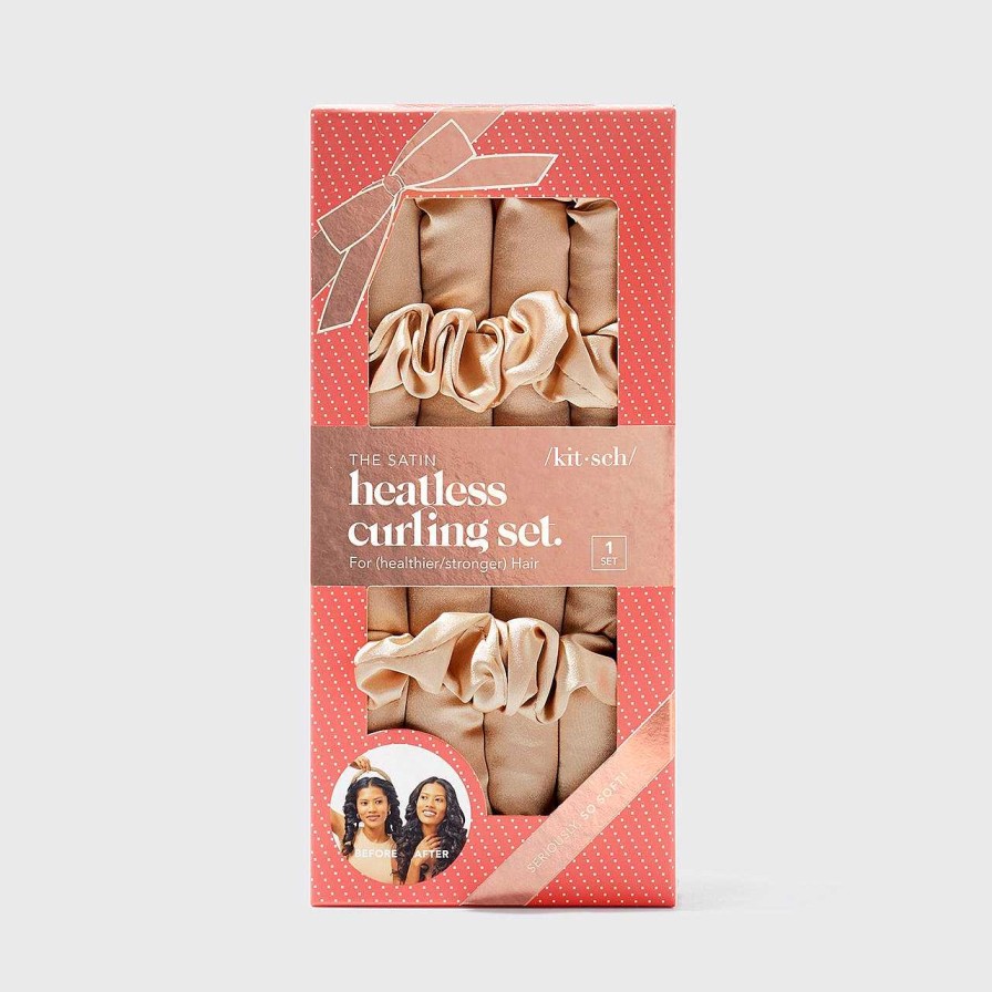 Accessories Kitsch Hair Ties & Clips | Holiday Satin Heatless Curling Set - Champagne