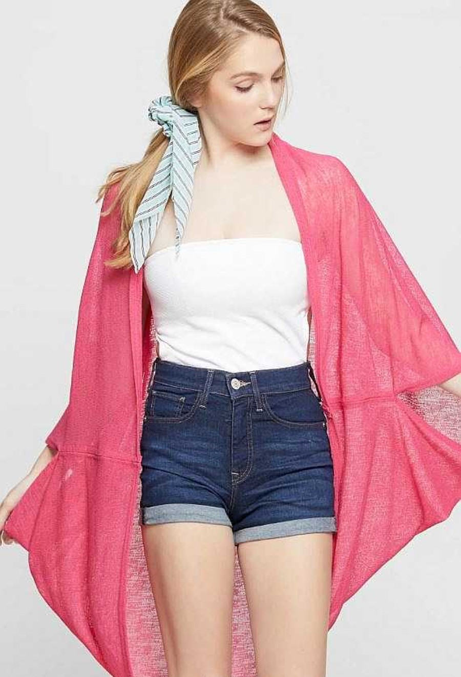 Clothing Prep Obsessed KW Kimonos | Sheer Lightweight Cocoon Kimono - Fuchsia