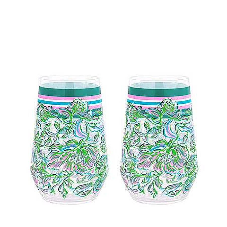 Home Decor Lifeguard Press | Acrylic Wine Glass Set By Lilly Pulitzer - Chick Magnet