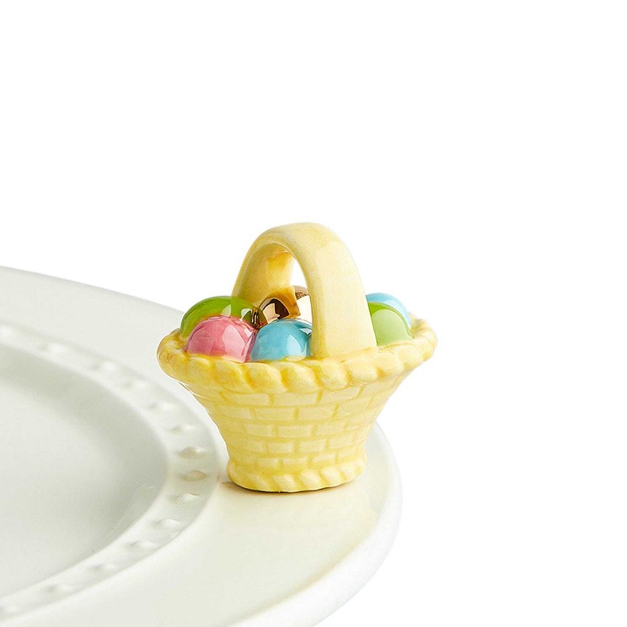 Home Decor Nora Fleming | A Tisket, A Tasket Basket With Eggs Mini By Nora Fleming