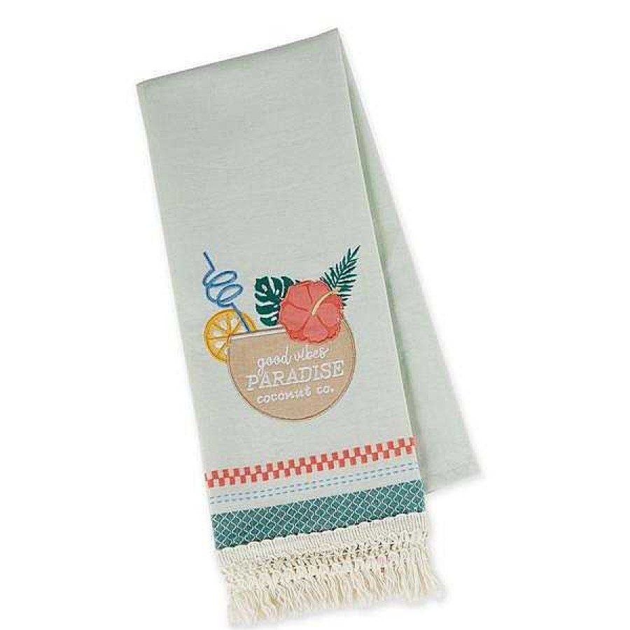 Home Decor DII | Paradise Coconut Drink Embellished Dish Towel