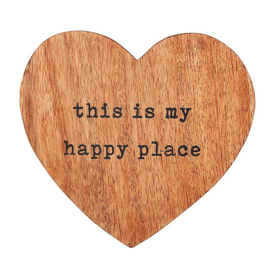 Home Decor Mud Pie | Happy Heart Mango Wood Coaster Set By Mud Pie