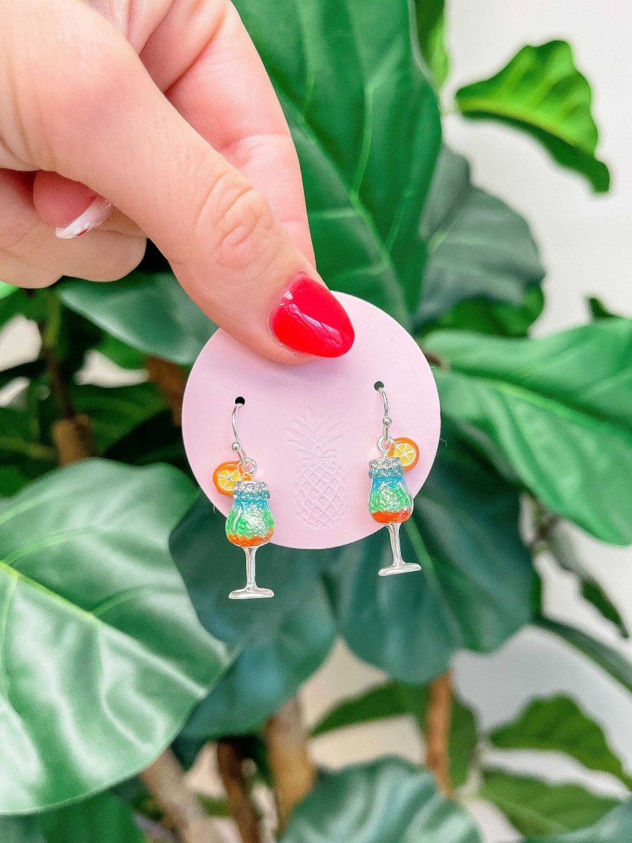 Accessories Prep Obsessed MOA Hair Ties & Clips | Enamel Tropical Drink Dangle Earrings