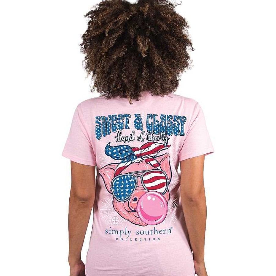 Clothing Simply Southern Short Sleeve | Youth 'Sweet & Classy Land Of Liberty' Short Sleeve Tee By Simply Southern