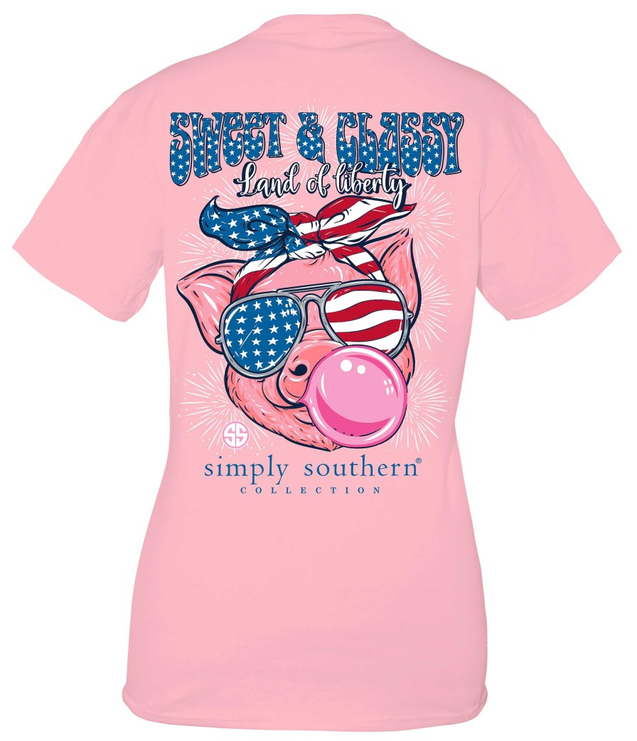 Clothing Simply Southern Short Sleeve | Youth 'Sweet & Classy Land Of Liberty' Short Sleeve Tee By Simply Southern