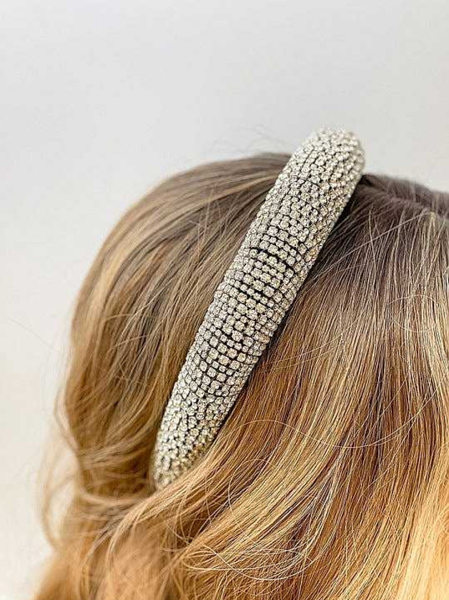 Accessories Prep Obsessed MONT Headbands | Padded Rhinestone Headband - Silver