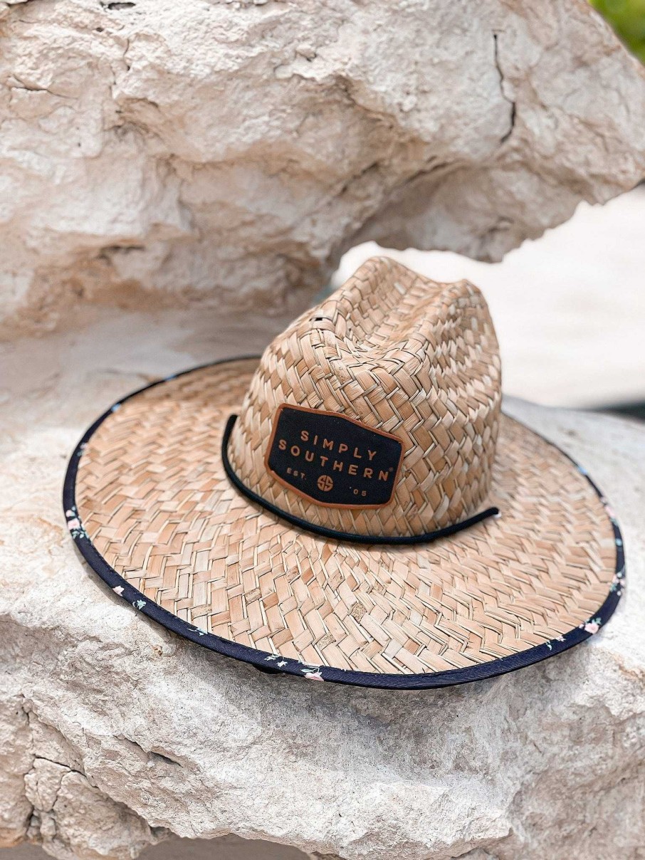 Accessories Simply Southern Wide Brim Hats | Roses Straw Hat By Simply Southern