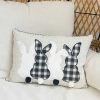 Home Decor Gerson | Black Gingham Pom Tail Bunny Pillow