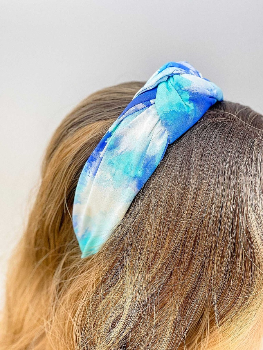 Accessories Prep Obsessed GC Headbands | Mod Printed Jersey Top Twist Headband - Blue