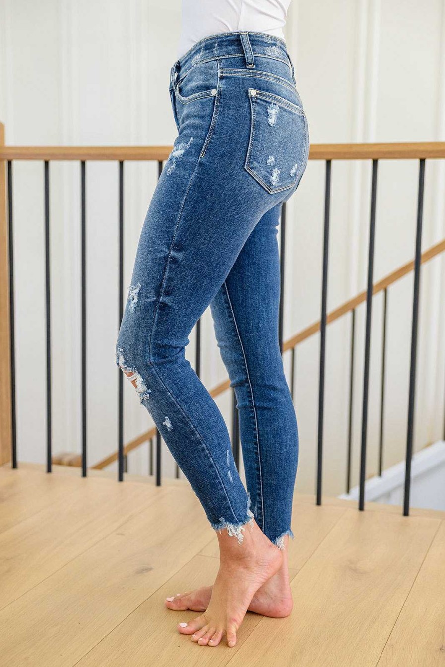 Clothing LH May Sale Denim | Tamara Mid Rise Raw Hem Jeans By Judy Blue