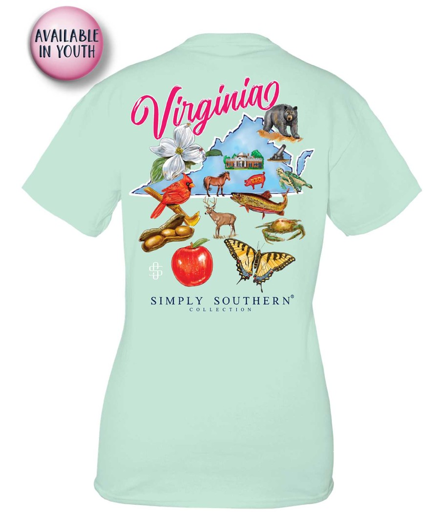 Clothing Simply Southern Short Sleeve | Youth Virginia State Short Sleeve Tee By Simply Southern