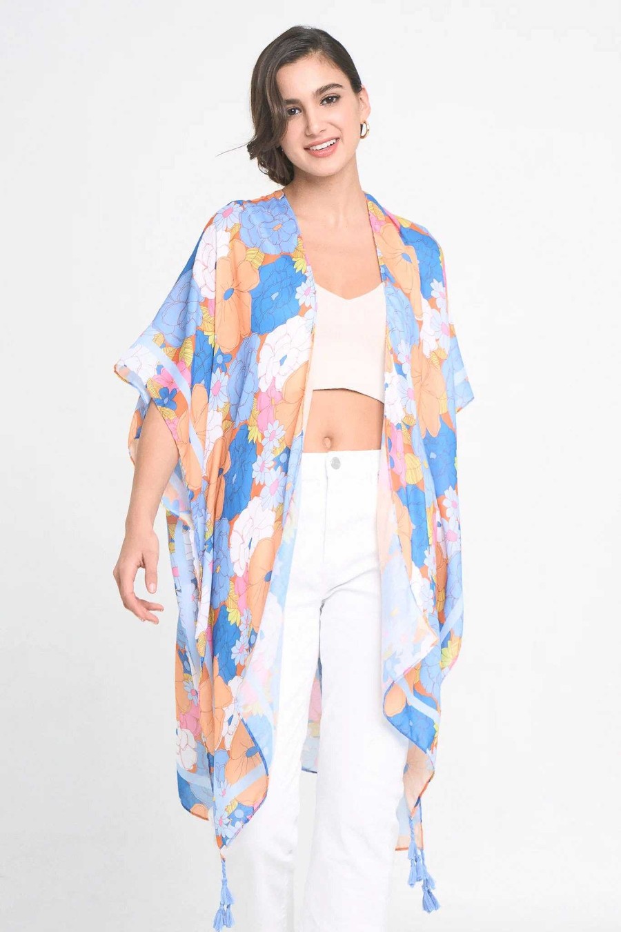 Clothing Prep Obsessed KW Kimonos | Floral Print Kimono - Blue