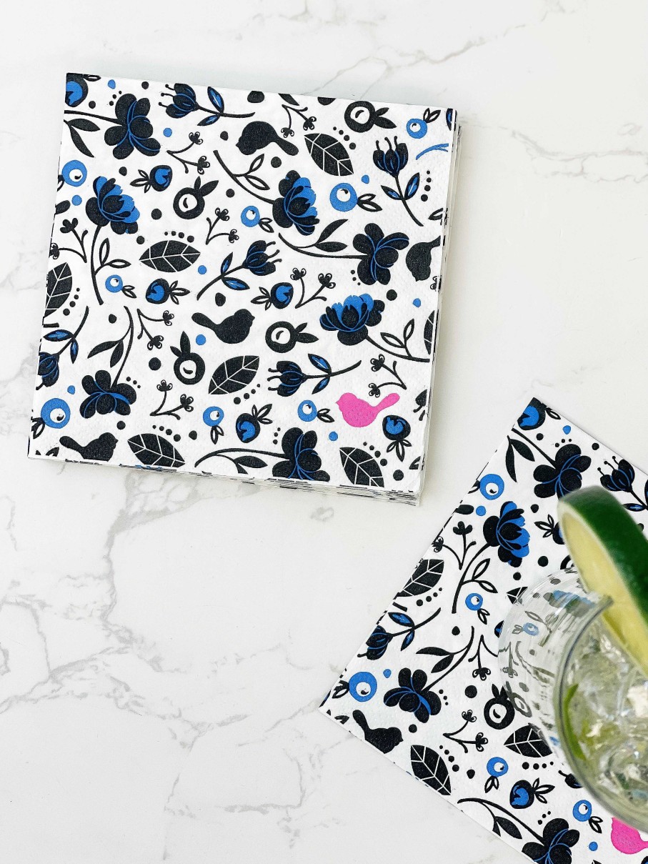 Home Decor Nora Fleming | Blue Jay Cocktail Napkins By Nora Fleming