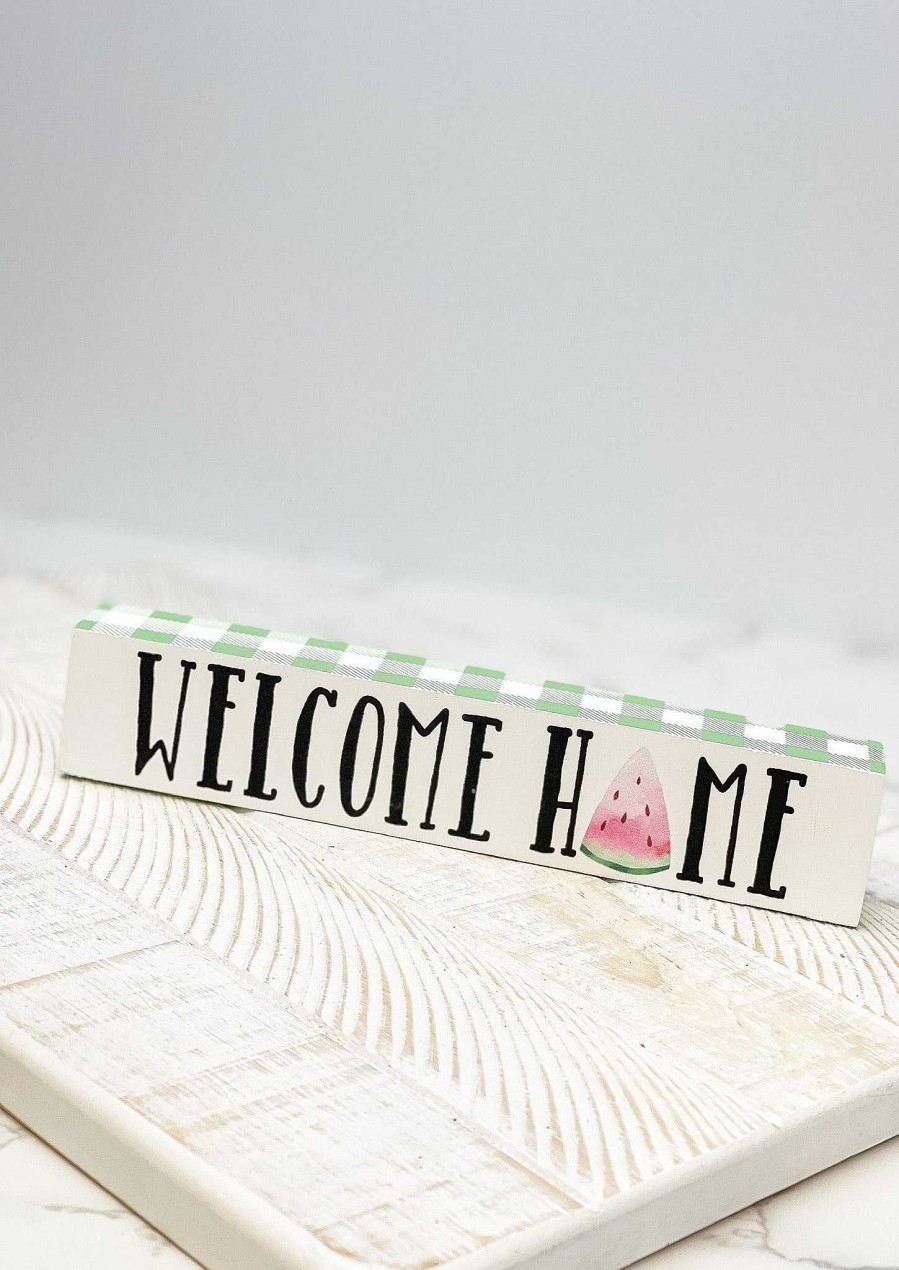 Home Decor Collins | Welcome Home' Watermelon Block Sign