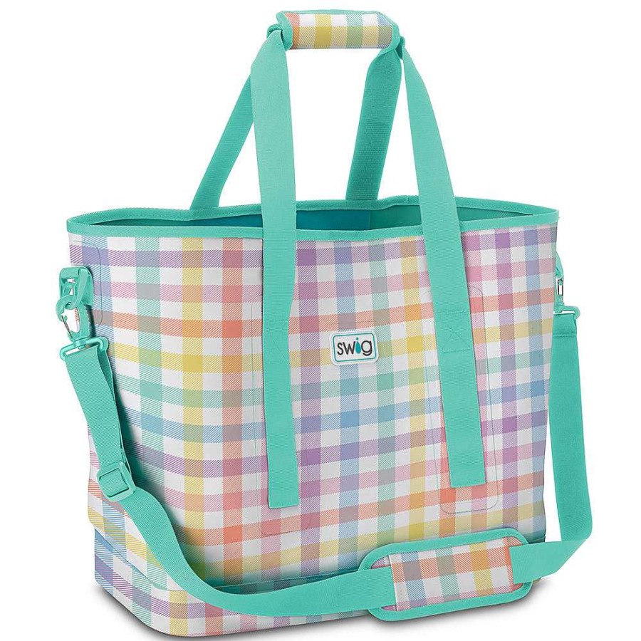 Accessories Swig Tote Bags | Pretty In Plaid Biggi Tote Bag By Swig