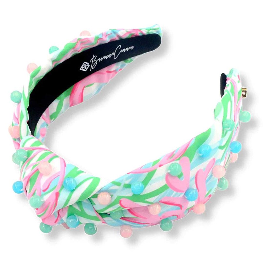 Accessories Brianna Cannon Hair Ties & Clips | Bright Coral Reef Headband With Beads By Brianna Cannon