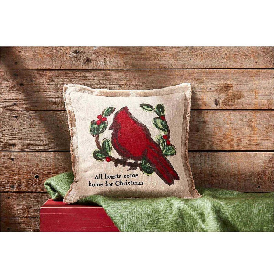 Home Decor Mud Pie | Christmas Cardinal Pillow By Mud Pie