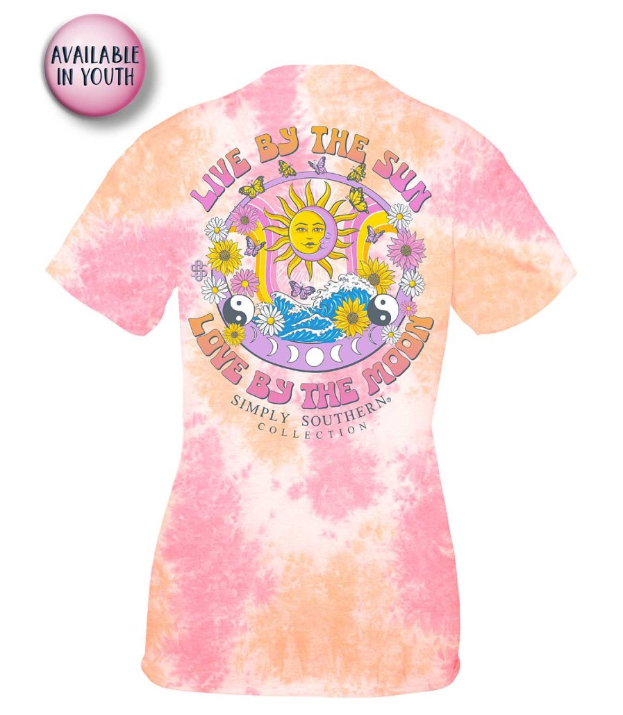 Clothing Simply Southern Preppy Tees | Live By The Sun, Love By The Moon' Short Sleeve Tie Dye Tee By Simply Southern