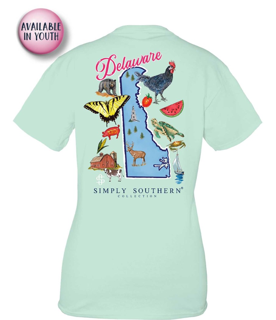 Clothing Simply Southern Short Sleeve | Youth Delaware State Short Sleeve Tee By Simply Southern