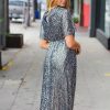 Clothing Haptics Maxi Dresses | Black Silver Sequin Flutter Sleeve Side Slit Maxi Dress (Shipping In 1-2 Weeks)